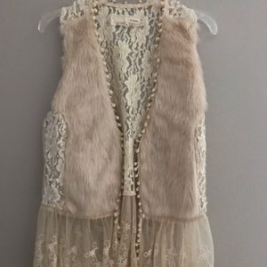 Lace fur vest